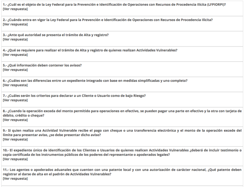 Preguntas frecuentes de quienes realizan actividades vulnerables